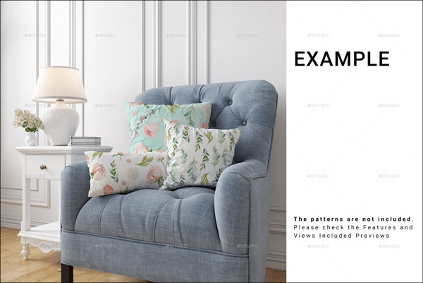 Throw Pillows on Armchair Mockup Set