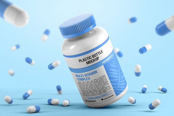 Plastic Capsule Pill Bottle Mockup