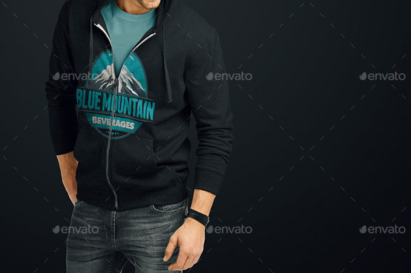 Man Hoodie Mockup Template