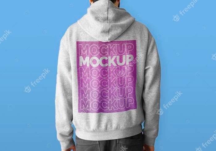 Man Wearing Hoodie Mockup Free PSD Template