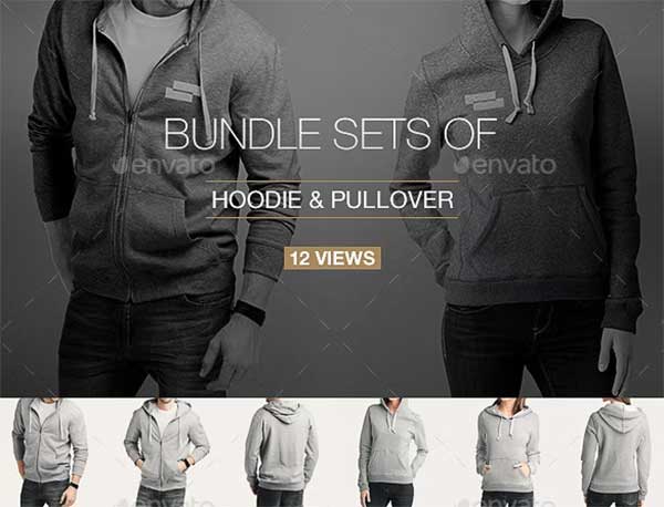 Men Hoodie and Pullover Bundle Mockup