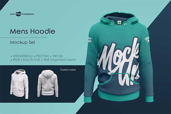 Simple Mens Hoodie MockUp Set