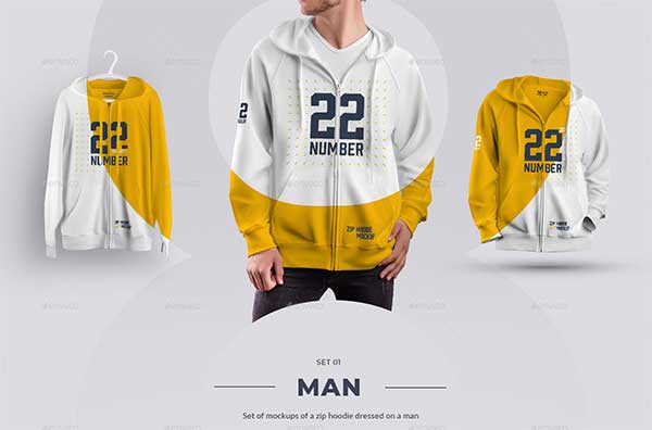 Man 24 Zip Hoodie Mockup