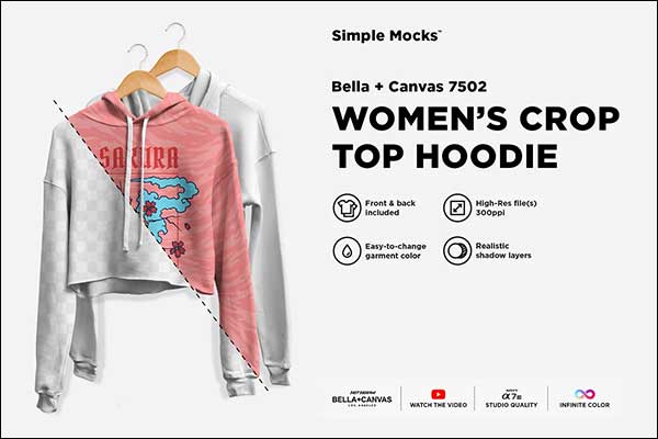 Crop Top Women Hoodie Mockup