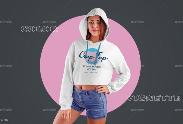 Women Crop Top Hoodie Mockups