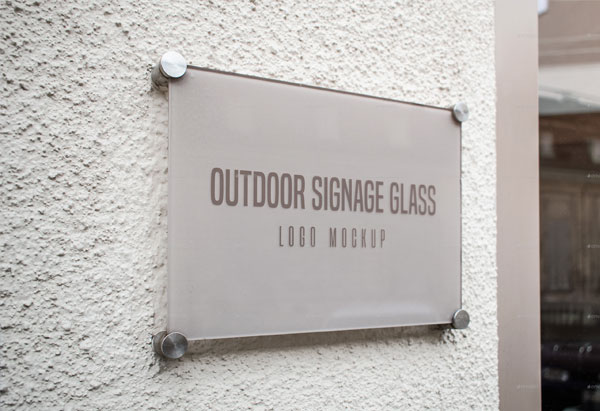 Glass Signage Logo Mockup Set