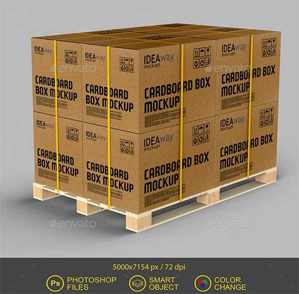 Cardboard Box Pallet Mockup