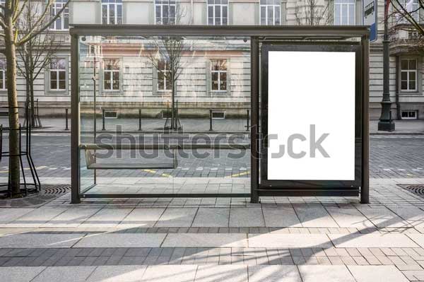 Blank White Mockup of Bus Stop