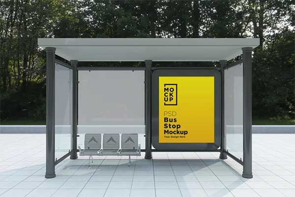 Bus Stop signage Mockup Design