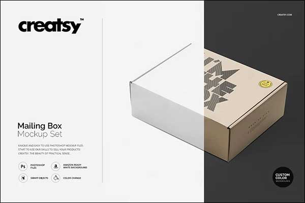 Realistic Mailing Box Mockup Set