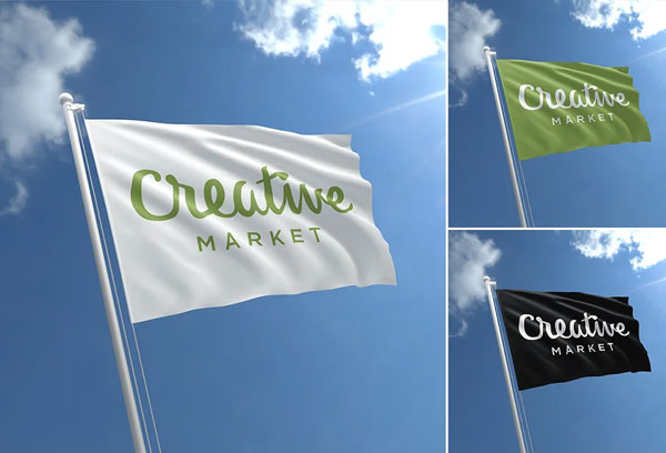 Simple 3D Flag Mock-Ups