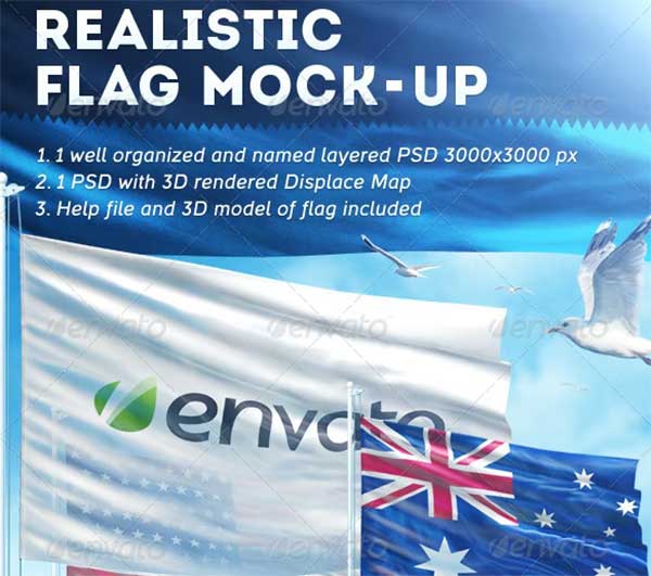 Realistic Flag Mock-Up Template