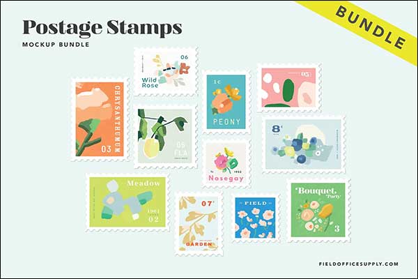 Postage Stamp Mockup Bundle