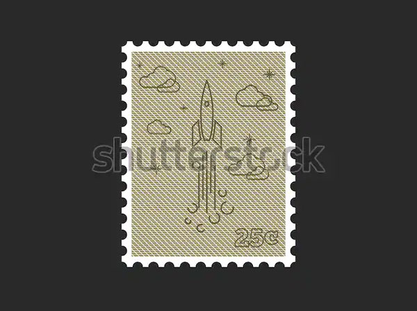 Postage Stamp Start up Rocket Mockup