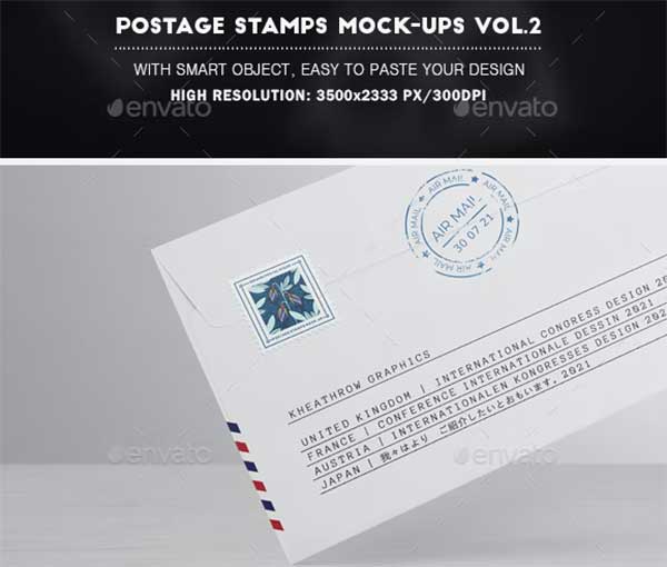 Postage Stamps Mockup PSD