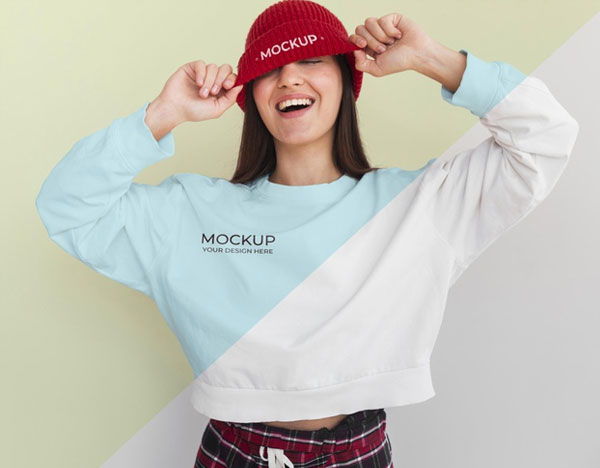 Free Woman Wearing a Hoodie Mock-up