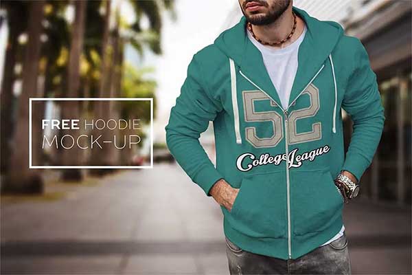 Free Men Hoodie Mockup in PSD