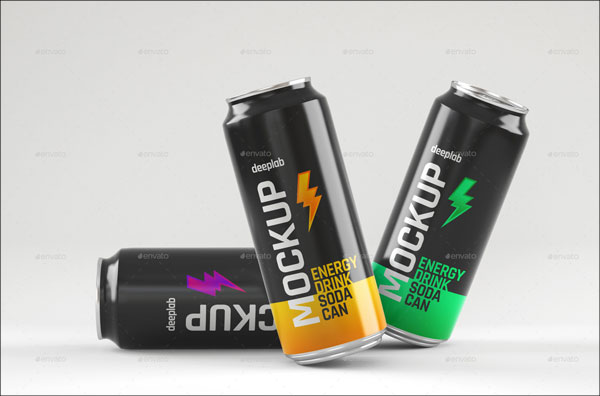 Glossy Soda Can Mockup Set Template