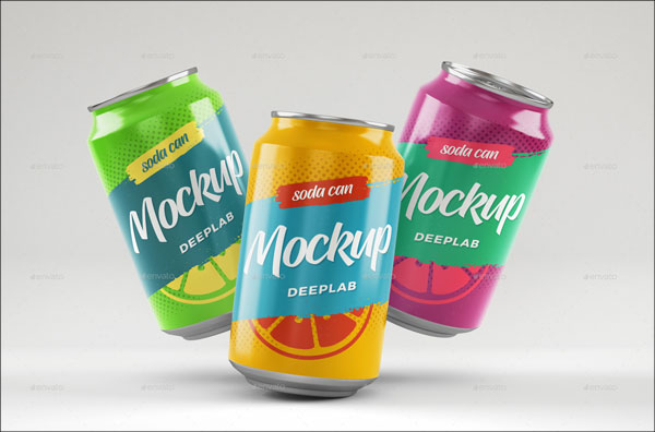 Soda Can Mockup Set Template