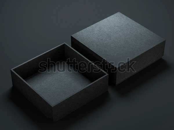 Black Packaging Square Boxes Mockup