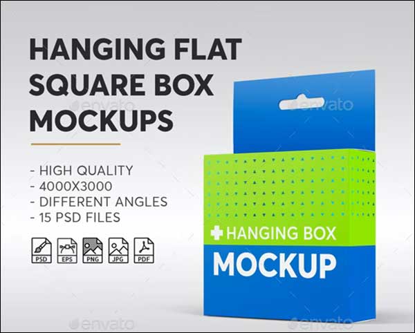 Hanging Flat Square Box Mockups