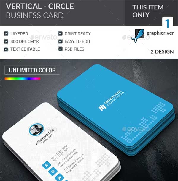 Vertical Circle Business Card Mockup