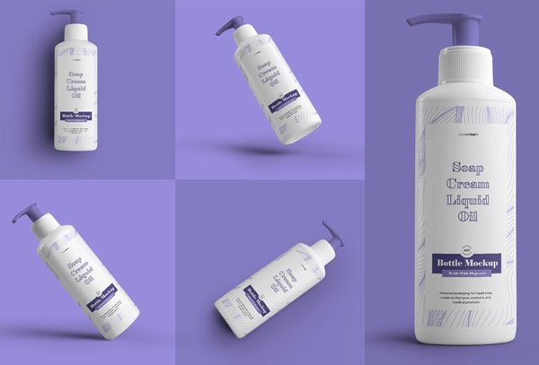 Mockups Plastic Shampoo Bottle With Dispenser