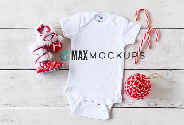 Baby bodysuit Mockup, Christmas Candy Canes