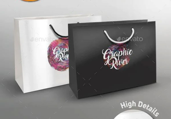 Glossy Paper Shopping Gift Bag Mockup