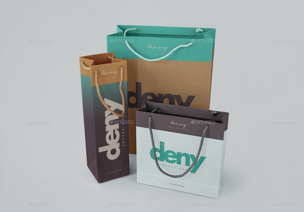 Corrugated Paper Gift Bag Mockup