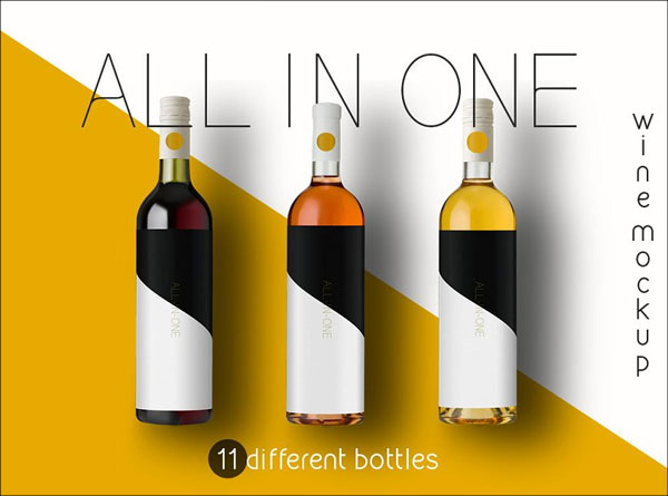 All-In-One Wine Bottle Mockup