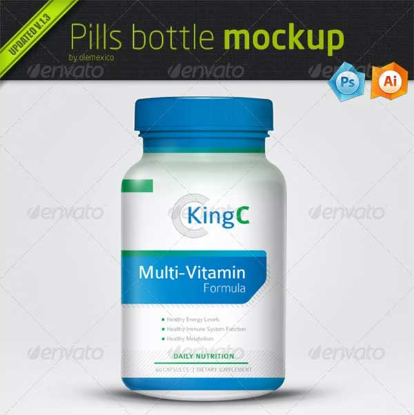 Editable Pills Bottle Mockup