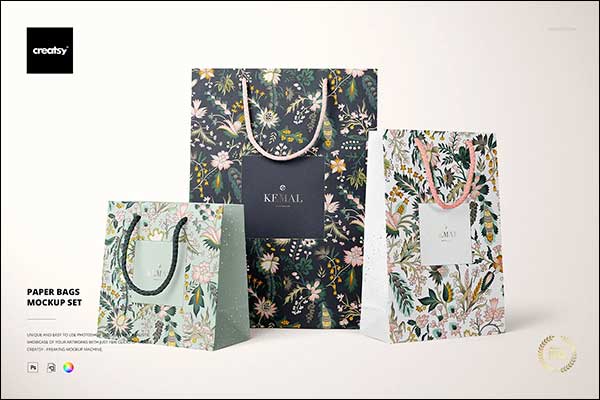 Gift Paper Bags Mockup Set