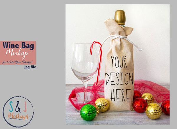 Wine Gift Bag Mockup