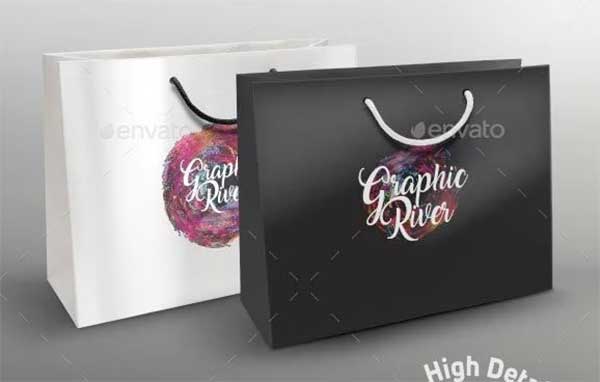 Glossy Paper Shopping Gift Bag Mockup