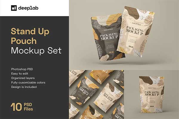 Simple Stand Up Pouch Mockup Set 