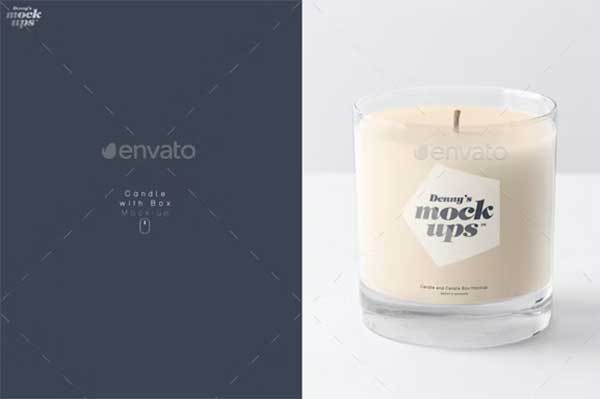 Candle in Gift Box Mockup