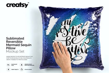 Mermaid Sequin Pillow Mockup Set