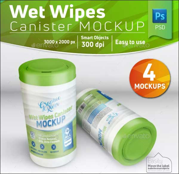 Wet Wipes Canister Mockup Templates