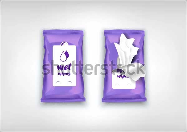 Plastic Purple Wet Wipes Mockup Templates