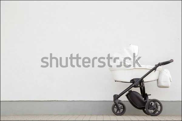 white baby stroller Mockups