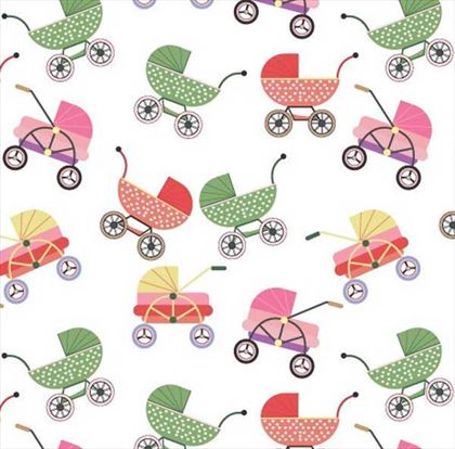 Baby Stroller Seamless Pattern Templates