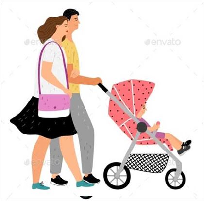 Walking With Baby Stroller Templates