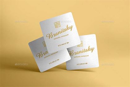 Square Business Card With Rounded Mockups