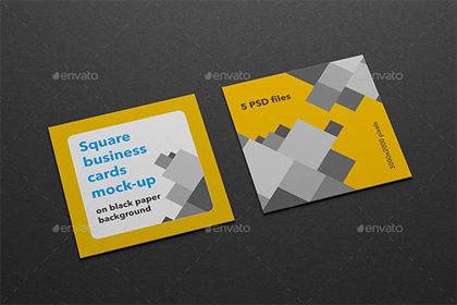Square Business Cards PSD Mock-up