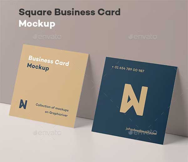Gold Square Business Card Mock-up