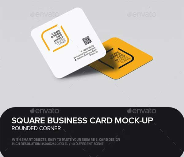 Square Corner Business Card Mock-Up