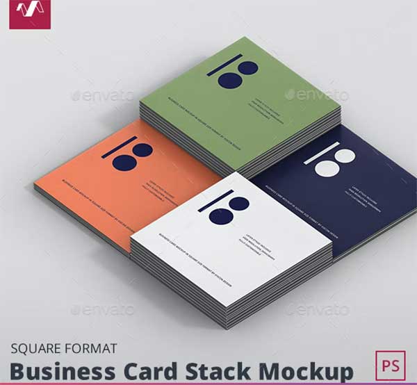 Business Card Mockup Stack Square Format