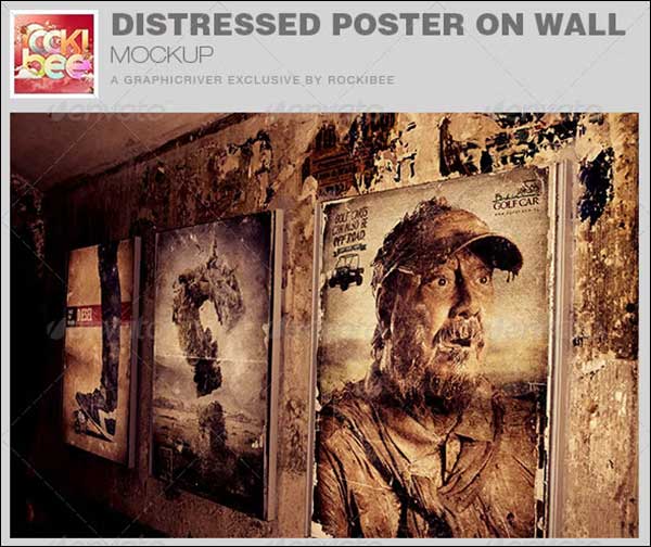 Distressed Posters on Wall Mockup