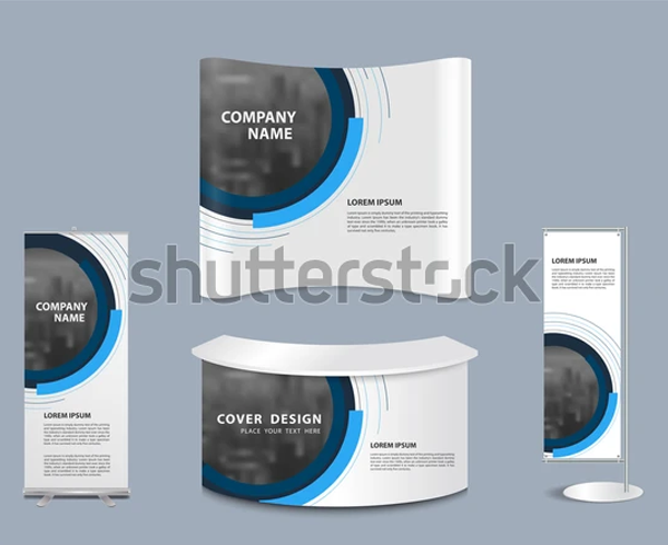 Vector Illustration Trade Show Booth PSD Mockup Design Template